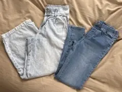 デニム2本セット　ワイドパンツ&スキニーパンツ