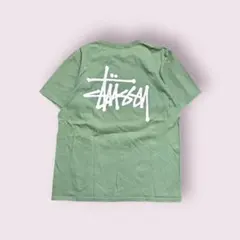 STUSSY プリントロゴTシャツ アーミーグリーン　アメリカ製 M 1点物