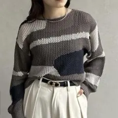 ゼヴォン　ニュアンス柄メッシュニット　チャコールグレー