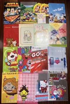 【15枚セット】クリアファイル：キャラクター大集合：シール含む：まとめ売り：大量