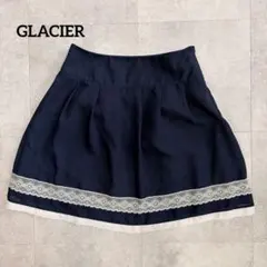 フレアスカート ミニ　ネイビー 紺 レース Aライン グラシア GLACIERのサムネイル
