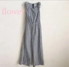 flower  ギンガムチェック サロペット オールインワン ロンパース
