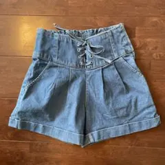 デニム ハイウエストショートパンツ