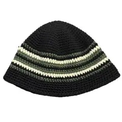 クラッシャーハット クロシェハット 帽子 ビーニー 柄 古着 ニット バケハ