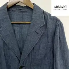 ARMANI COLLEZIONI テーラードジャケット ネイビー 50 リネン テーラードジャケット アルマーニコレツィオーニ ARMANI COLLEZIONI