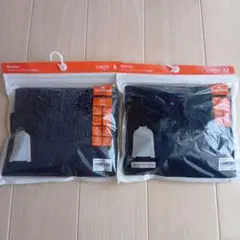 GU ギャザー ハイネックT (長袖) M ダークグレー、ネイビー２枚セット