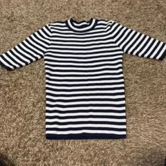 ボーダー 半袖ニット リブカットソー