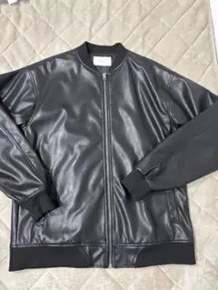 合成皮革 黒 ジップアップジャケット