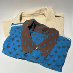 昭和レトロ 総柄/トライアングル柄 レディース 丸襟/レギュラー 長袖シャツ2着
