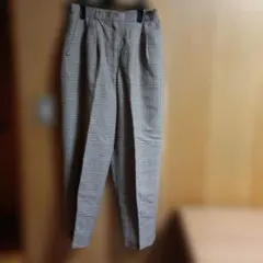 ベージュ系チェック柄カジュアルパンツ