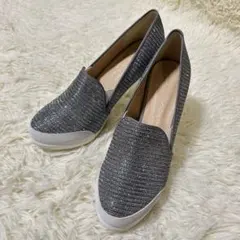 新品✨PECHINCHARスリッポン ハイヒールパンプス シルバー 24