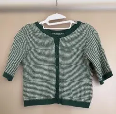 earth music & ecology 緑色 ミニ丈半袖カーディガン