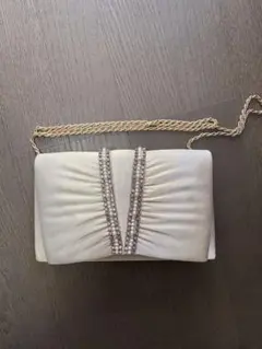 アイボリー サテン パーティーバッグ