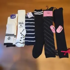 未使用 ハイソックス&ニーハイソックス 白 黒 紺 足 20-24cm