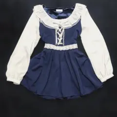 リズリサ ワンピース ネイビー 紺 フリル 姫 LIZLISA 長袖のサムネイル