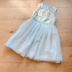 新品　組曲　ワンピース　刺繍　シフォン　花柄　水色　140-150のサムネイル