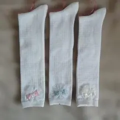 ガールズハイソックス　3足セット　21cm　ホワイト　綿混　日本製　小学生