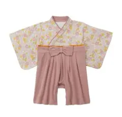 花柄　着物スタイル　ベビー袴