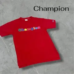 美品　Champion カラフルロゴ Tシャツ X-Small レッド　赤　綿