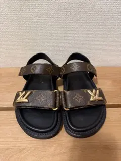 GUCCI ダブルG レザー サンダル ボルドーレッド赤37.5 - メルカリ