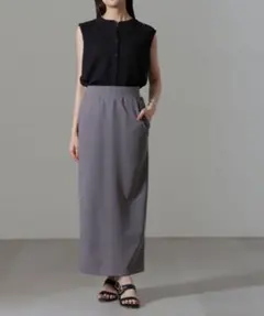 NANO universe ポンチカットIラインマキシスカート　グレー