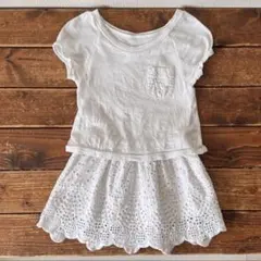 babygap ベビー キッズ 女の子 半袖ワンピース 90 白 綿100％