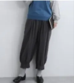 サンバレー　コットンリネンダンガリー裾フリルパンツ