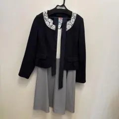 入学式　ネイビー レース付きジャケット ドレスセット