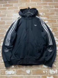 adidas Originals パーカー　黒　トレフォイル　ジップパーカー