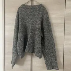 グレー ニットセーター 長袖 ウール混M