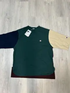 新品　グリーン　配色　M ハーフスリーブスウェットシャツ チャンピオン　Tシャツ