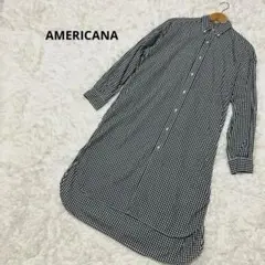 美品✨アメリカーナ×スアデオ　ギンガムチェック　ロングワンピース　白×黒