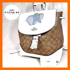 COACH ディズニーコラボ ビンテージレザーリュック バンダナチャーム付 