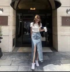Calvin Klein デニムロングスカート スリット入りのサムネイル