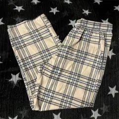 チェック柄パンツ ベージュ ネイビー