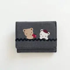 新品未開封 ファミリア ミニ財布 黒デニム 赤チェック