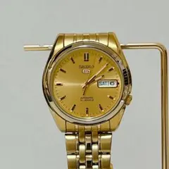 極美品 SEIKO 5 セイコー5 自動巻き ゴールド デイデイト 裏スケ