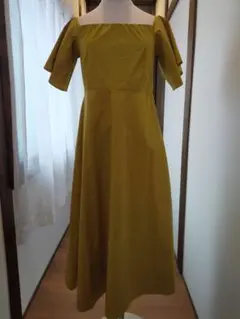 ★ZARA★ザラ★マスタード スクエアネック ロングワンピース