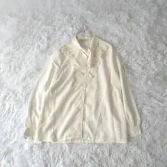 Joyel フリル付きボウタイスキッパーシャツブラウス日本製ドットアイボリー