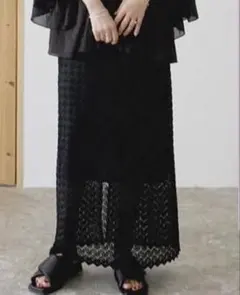 未使用【しまむら＊ilsolore】レーススカート　ブラック　M