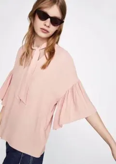 新品☆ZARA ザラ リボンタイ付きトップス