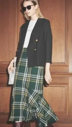 美品⭐︎Mila Owen ツイードマーメイドスカート　ロング　チェック柄