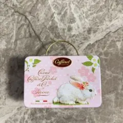 最終値下げ　 うさぎ　カファレル缶　ウサギ　ピンク　デザイン　缶　トランクのサムネイル