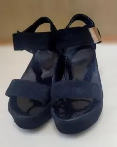 黒 厚底 サンダル ストラップ付き 約8cmヒール