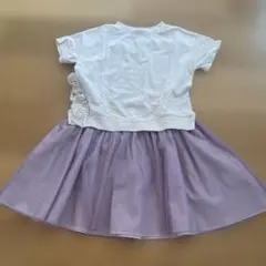 branshes ドッキング半袖ワンピース 110 (ベージュ/パープル)