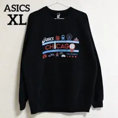 ASICS US シカゴ バレーボール 古着 スウェット 黒 XL