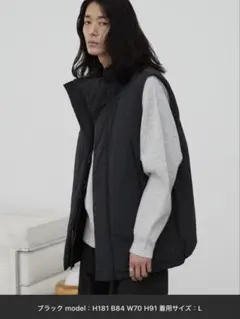 完売品　HEAT FIBER PADDED MILITARY VEST 黒Mのサムネイル