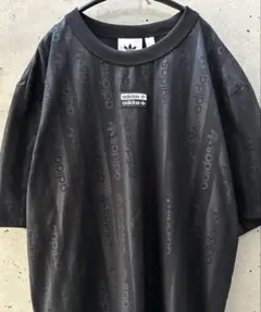 【adidas】総ロゴ柄 Tシャツ ゲームシャツ S 着丈65