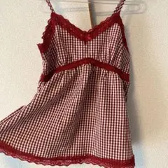 赤と白のギンガムチェック キャミソール ビスチェ