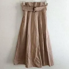 s0862【レイビームス】ベルト付きロングスカート Aライン きれいめ ドレープ